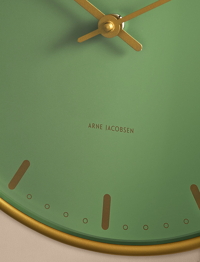 AJ City Hall Wanduhr in Grün, Close Up