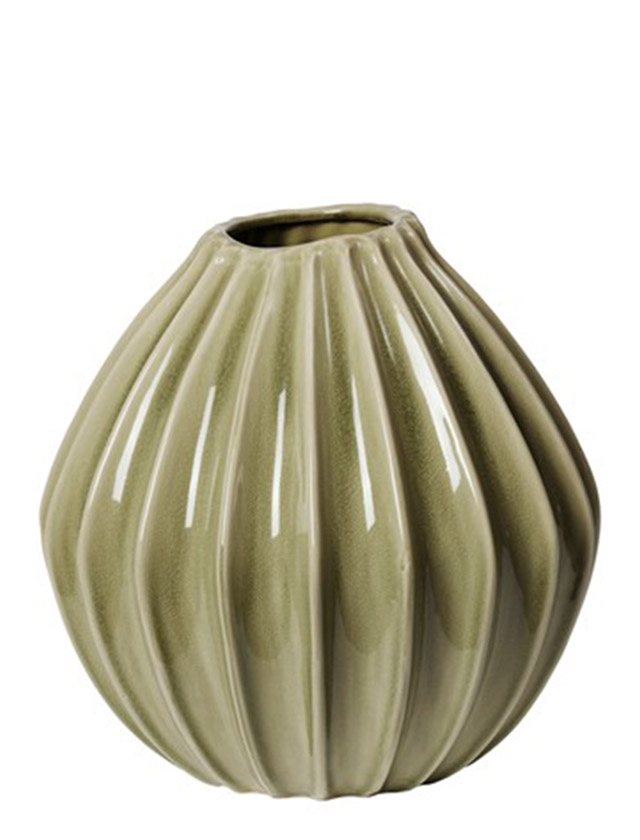Broste Copenhagen Wide Vase Dry Sage – große Keramikvase in der Größe L