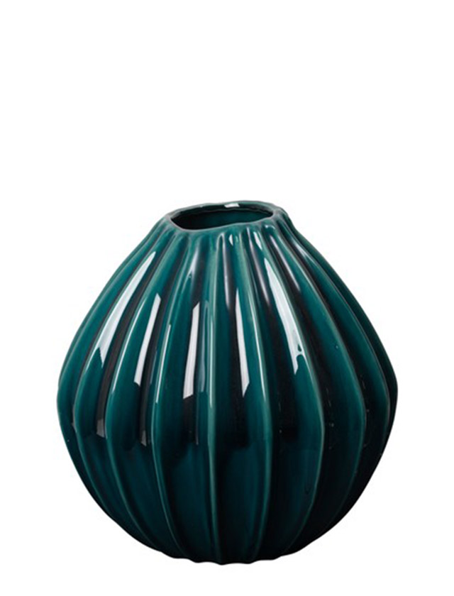 Broste Copenhagen Wide Vase Teal – große Keramikvase in der Größe L