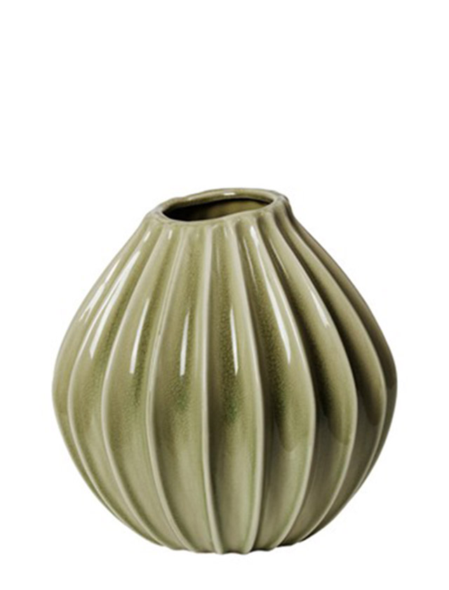 Broste Copenhagen Wide Vase Dry Sage – mitlere Keramikvase in der Größe M
