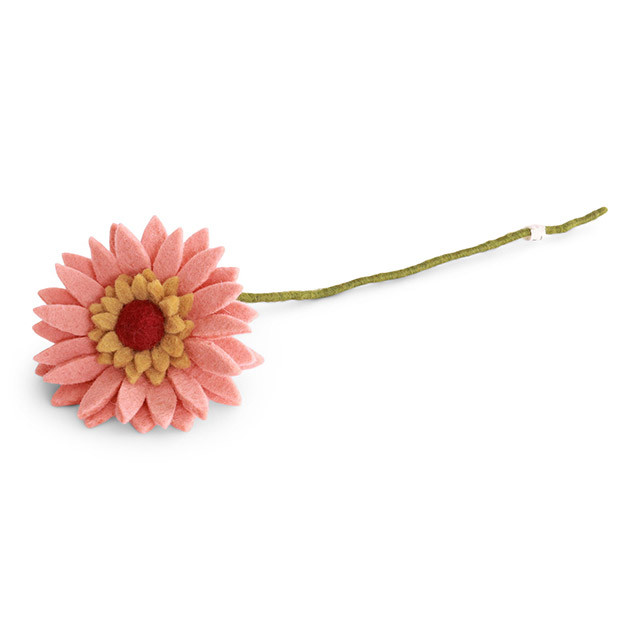 Gry & Sif Sommerblumen aus Wollfilz – Gerbera in Pfirsichfaben