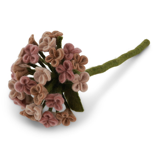 Gry & Sif Sommerblumen aus Wollfilz – Große Hortensie in Hellrosa