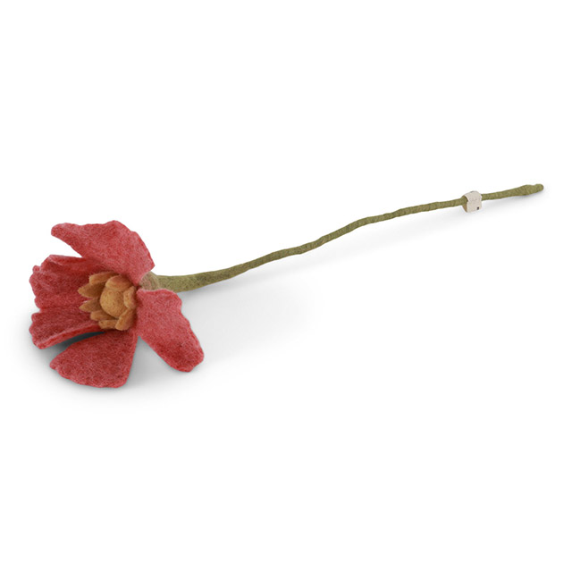 Gry & Sif Sommerblumen aus Wollfilz – Mohnblume in Himbeerfarbend