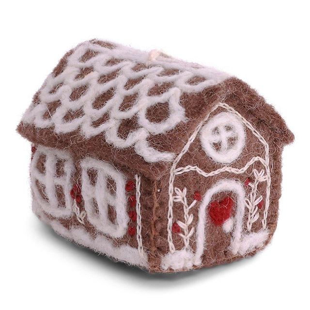 Gry & Sif Filzanhänger großes Lebkuchenhaus mit Stickereien – Weihnachtsdeko
