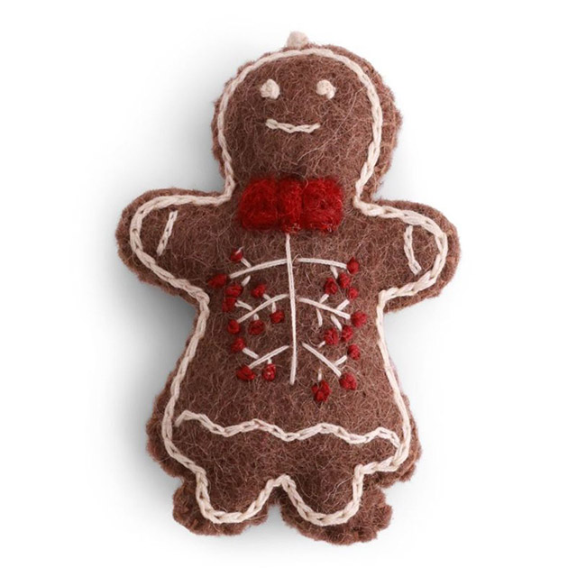 Gry & Sif Filzanhänger Lebkuchenmädchen mit Stickereien – Weihnachtsdeko