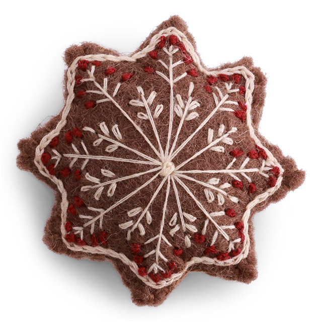 Gry & Sif Filzanhänger Lebkuchenstern mit Stickereien – Weihnachtsdeko