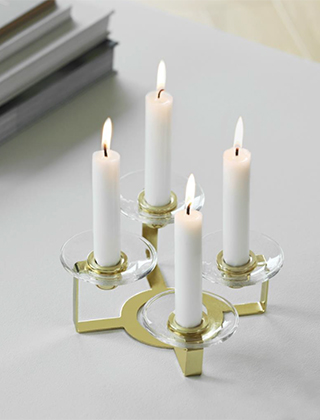 Gelb Flach Handgefertigtes Glas Lumi Glasmanschetten für Lumi Kerzenhalter von Holmegaard