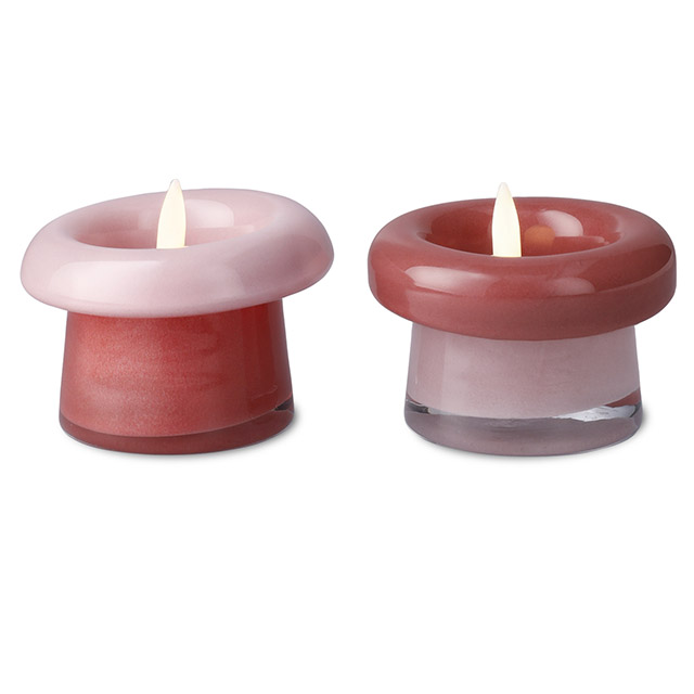 Holmegaard Soma Teelichthalter Rose/Terrakotta – mundgeblasenes Glas mit Teelichtern