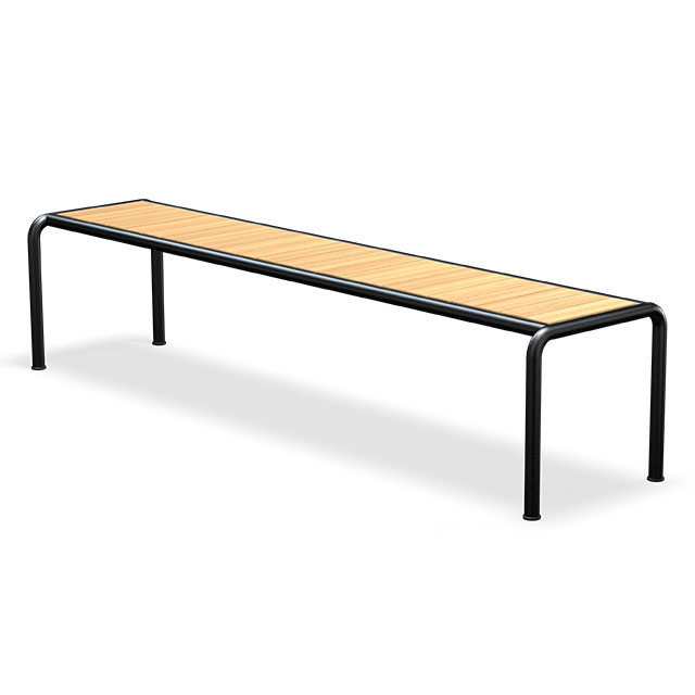 HOUE Avanti Gartenbank Large - 200 x 48 cm in Black mit Sitzfläche aus Kiefer-Lamellen