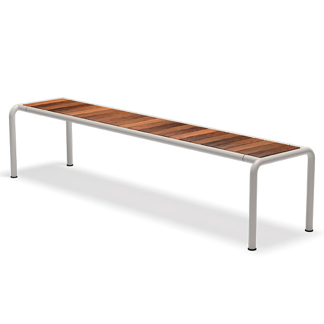 HOUE Avanti Gartenbank Large - 200 x 48 cm in Muted White mit Sitzfläche aus Thermo Esche-Lamellen