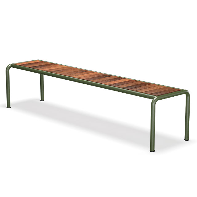 HOUE Avanti Gartenbank Large - 200 x 48 cm in Olive Green mit Sitzfläche aus Thermo Esche-Lamellen
