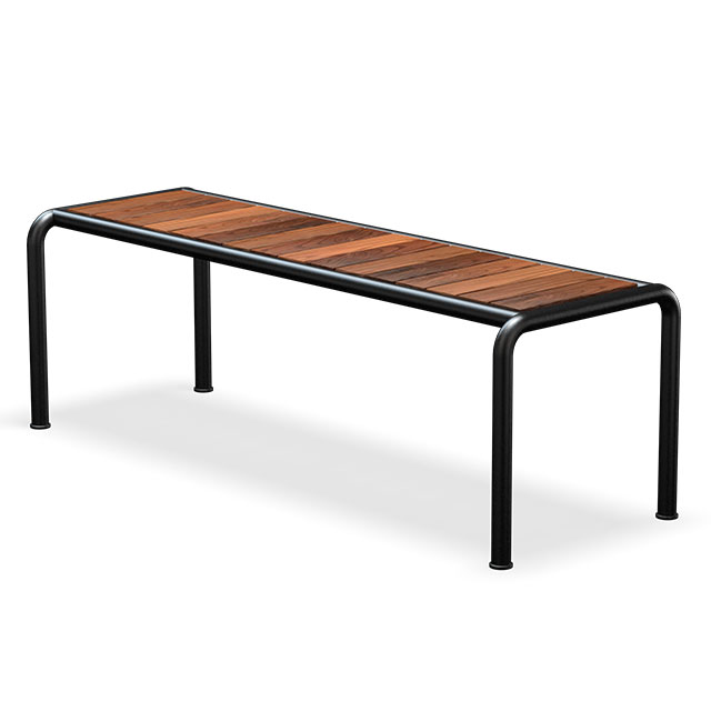 HOUE Avanti Gartenbank Medium - 130 x 48 cm in Black mit Sitzfläche aus Thermo Esche-Lamellen