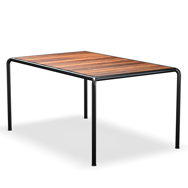 HOUE Avanti Gartentisch - 153 x 98 cm mit schwarzen Rahmen und Lamellen aus Thermo Esche