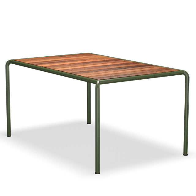 HOUE Avanti Gartentisch - 153 x 98 cm mit den Rahmen in Olive Green und Lamellen aus Thermo Esche