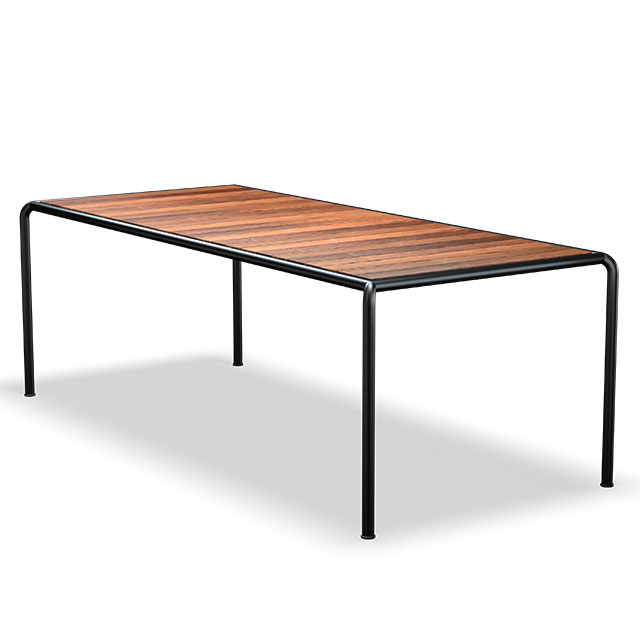 HOUE Avanti Gartentisch - 222 x 98 cm mit schwarzen Rahmen und Lamellen aus Thermo Esche