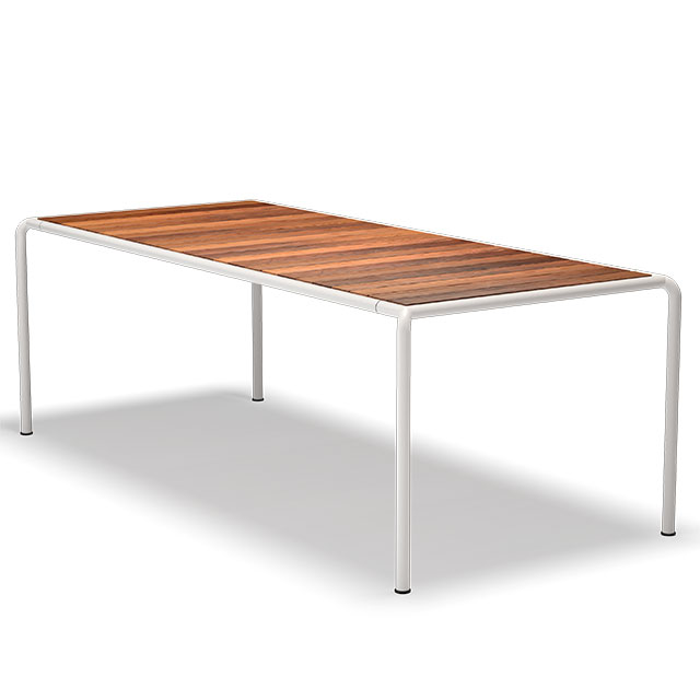 HOUE Avanti Gartentisch - 222 x 98 cm mit den Rahmen in Muted White und Lamellen aus Thermo Esche