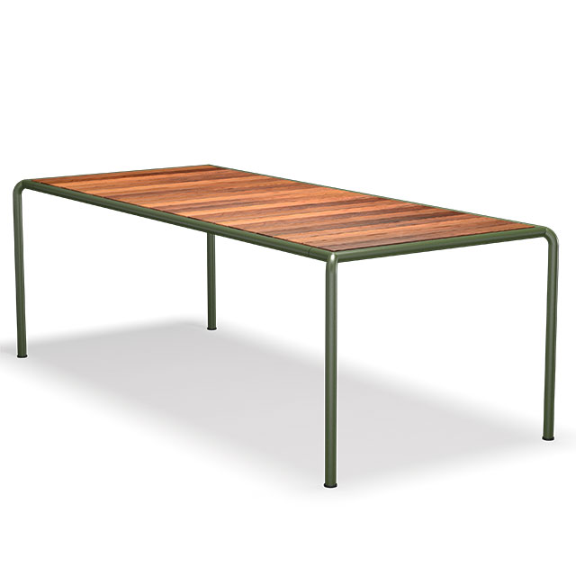 HOUE Avanti Gartentisch - 222 x 98 cm mit den Rahmen in Olive Green und Lamellen aus Thermo Esche
