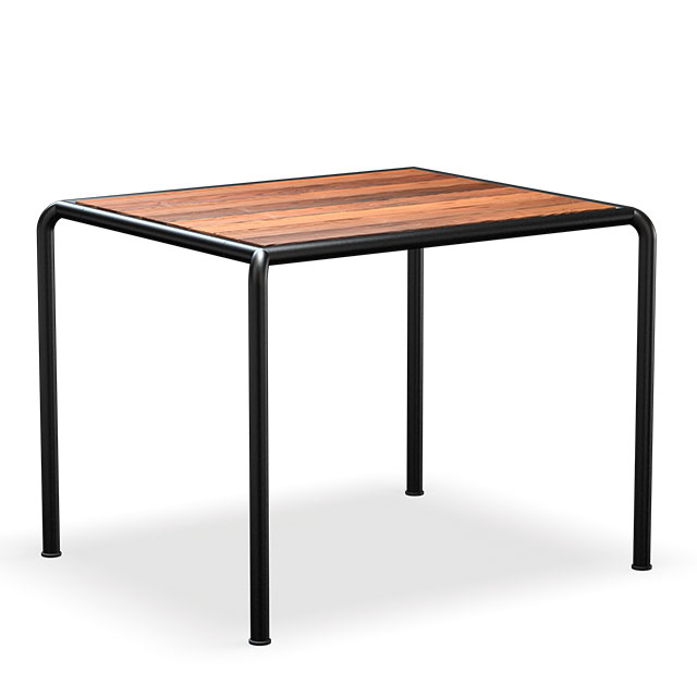 HOUE Avanti Gartentisch - 83 x 98 cm mit schwarzen Rahmen und Lamellen aus Thermo Esche