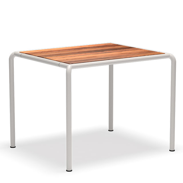 HOUE Avanti Gartentisch - 83 x 98 cm mit den Rahmen in Muted White und Lamellen aus Thermo Esche