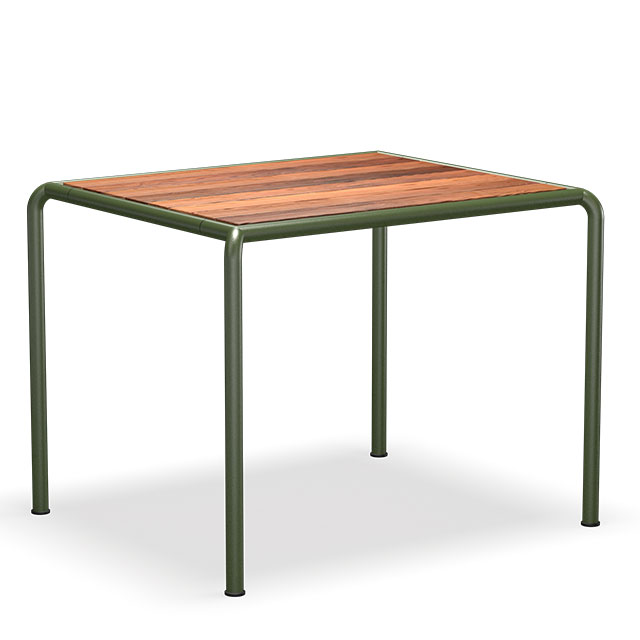 HOUE Avanti Gartentisch - 83 x 98 cm mit den Rahmen in Olive Green und Lamellen aus Thermo Esche
