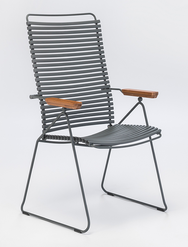 Click Hochlehner Gartenstuhl in Dark Grey 70 - mit verstellbarer Rückenlehne