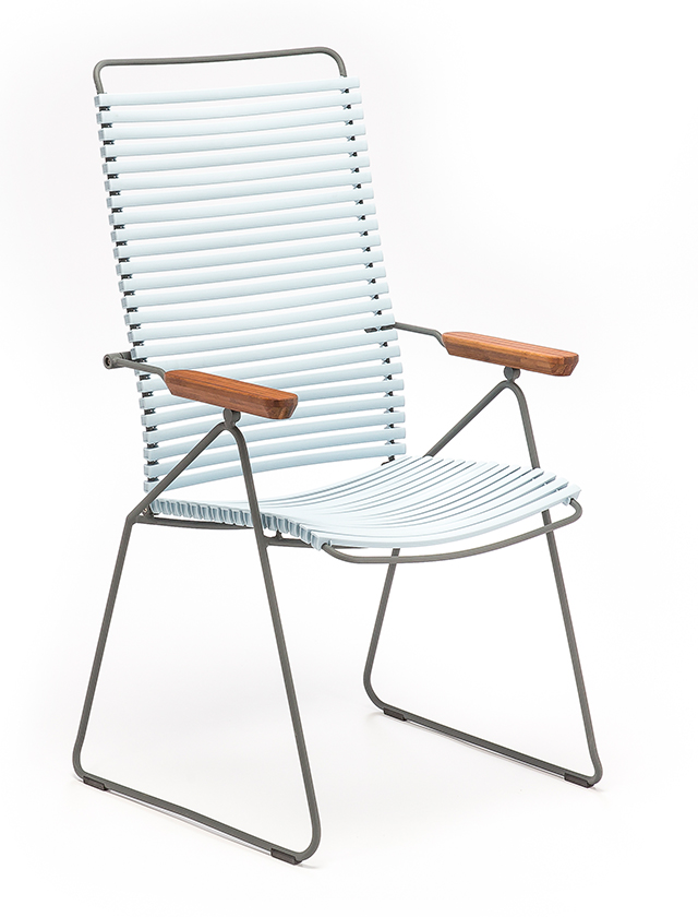 Click Hochlehner Gartenstuhl in Dusty Light Blue 80 - mit verstellbarer Rückenlehne