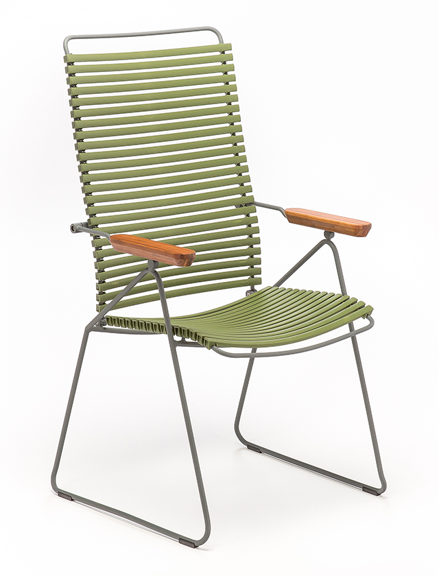 Click Hochlehner Gartenstuhl in Olive Green 71 - mit verstellbarer Rückenlehne