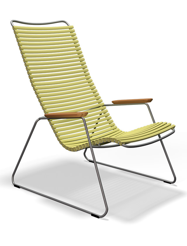 Click Lounge Chair in Lemon Zest - Farbnummer 45 - Design Gartenstuhl von HOUE aus Dänemark - Lamellen aus Kunststoff und pulverbeschichtetes Stahl
