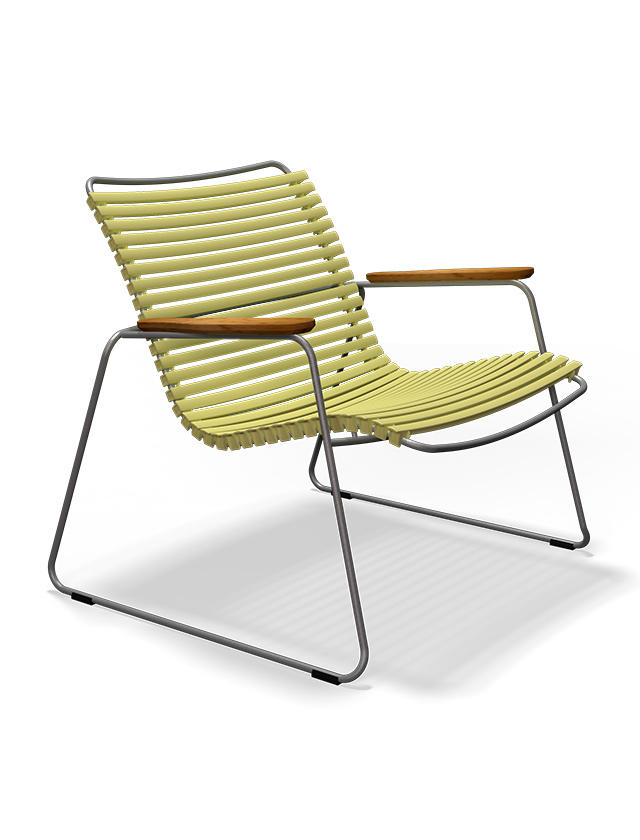 HOUE CLICK Roomy Lounge Chair in Lemon Zest mit Bambus-Armlehnen, niedrige Rückenlehne