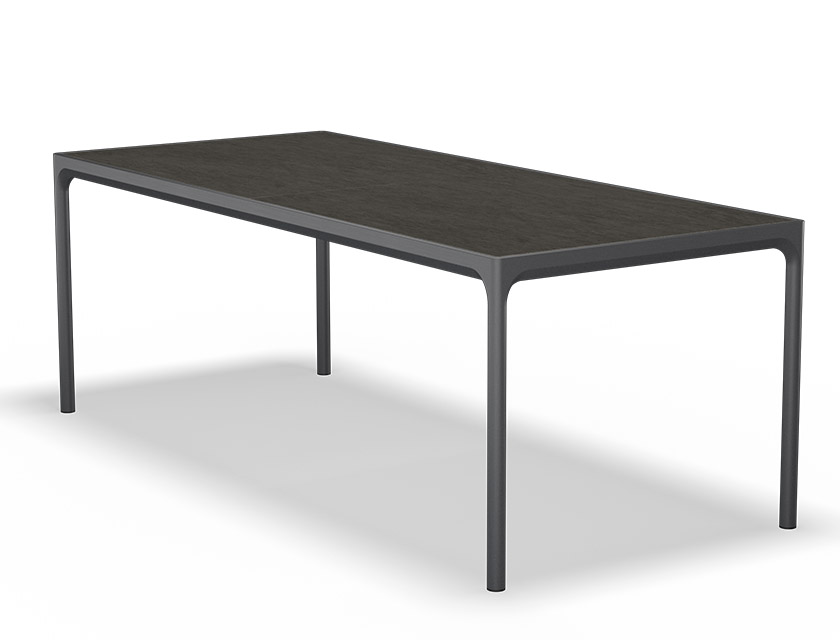 FOUR Ceramic Outdoor-Esstisch in Dark Grey mit Keramik-Tischplatte und Aluminiumgestell in 90x210 cm.