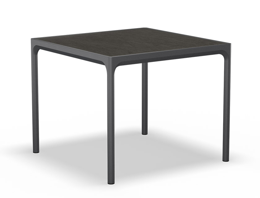 HOUE FOUR Ceramic Outdoor-Esstisch in Dark Grey mit Keramik-Tischplatte und Aluminiumgestell in 90x90 cm.