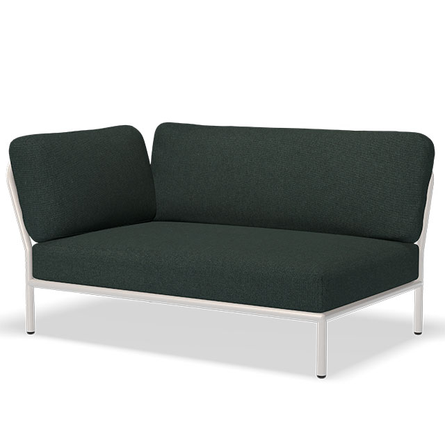 LEVEL Outdoor Sofa - Linke Seite in der Farbe Alpine Green - Sunbrella Heritage und der Rahmen in Muted White