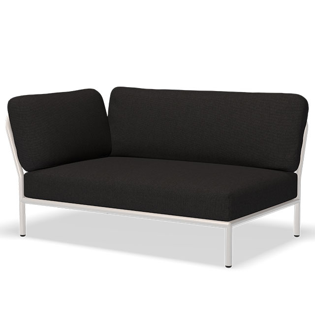 LEVEL Outdoor Sofa - Linke Seite in Char - Sunbrella Heritage und der Rahmen in Muted White