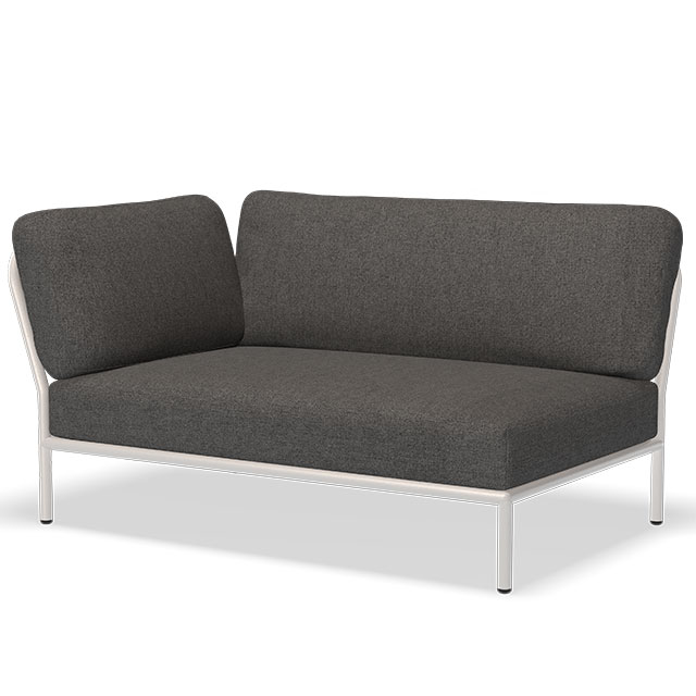 LEVEL Outdoor Sofa - Linke Seite in Dark Grey - Basic und der Rahmen in Muted White