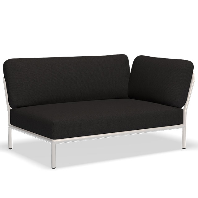 LEVEL Outdoor Sofa - Rechte Seite in Char - Sunbrella Heritage und der Rahmen in Muted White