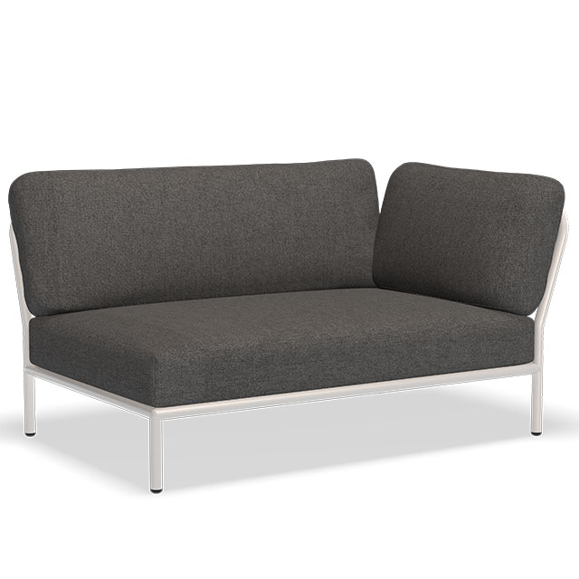 LEVEL Outdoor Sofa - Rechte Seite in Dark Grey - Basic und der Rahmen in Muted White