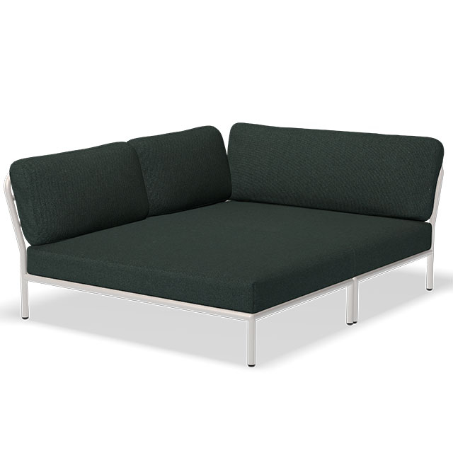 HOUE Level Cozy Corner - Left Corner in Alpine Green, Sunbrella Heritage und der Rahmen in Muted White