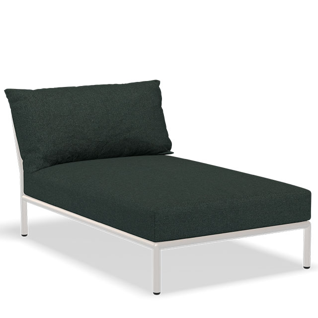 LEVEL2 Outdoor Lounge Chaiselongue in der Farbe Alpine Green - Sunbrella Heritage und der Rahmen in Muted White