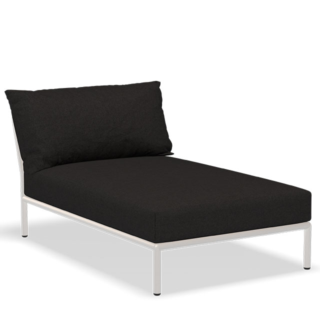 LEVEL2 Outdoor Lounge Chaiselongue in Char - Sunbrella Heritage und der Rahmen in Muted White