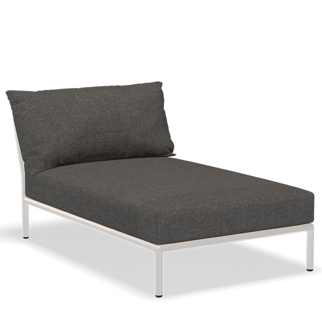 LEVEL2 Outdoor Lounge Chaiselongue in Dark Grey - Basic und der Rahmen in Muted White