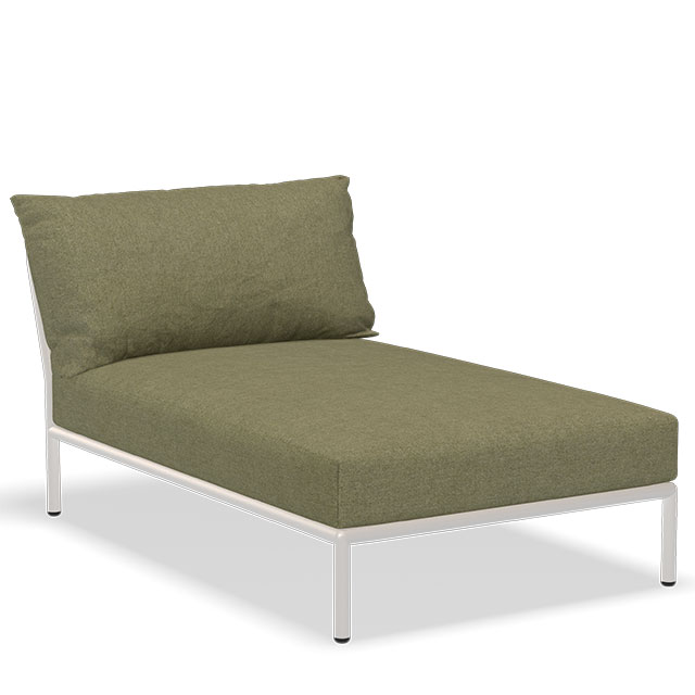 LEVEL2 Outdoor Lounge Chaiselongue in der Farbe Leaf - Sunbrella Heritage und der Rahmen in Muted White