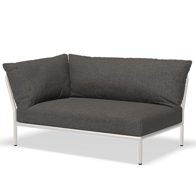 LEVEL 2 Outdoor Lounge Sofa - Linke Seite in Dark Grey - Basic und der Rahmen in Muted White