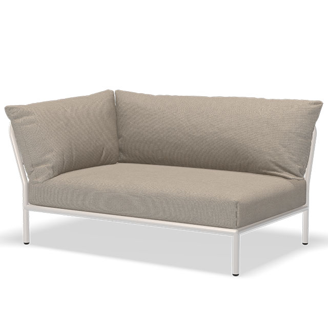 LEVEL 2 Outdoor Lounge Sofa - Linke Seite in der Farbe Ash - Sunbrella Heritage und der Rahmen in Muted White