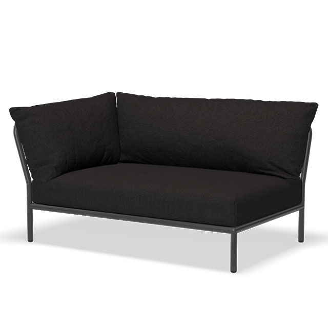 LEVEL 2 Outdoor Lounge Sofa - Linke Seite in Char- Sunbrella Heritage