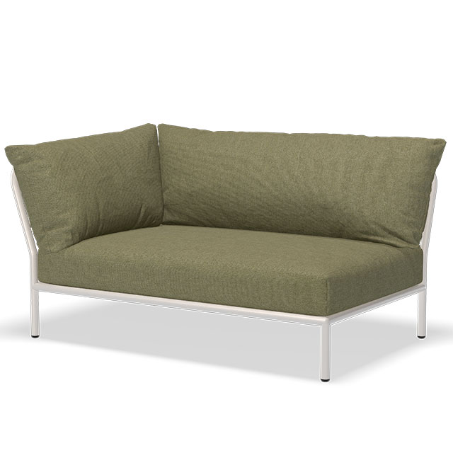 LEVEL 2 Outdoor Lounge Sofa - Linke Seite in der Farbe Leaf - Sunbrella Heritage und der Rahmen in Muted White