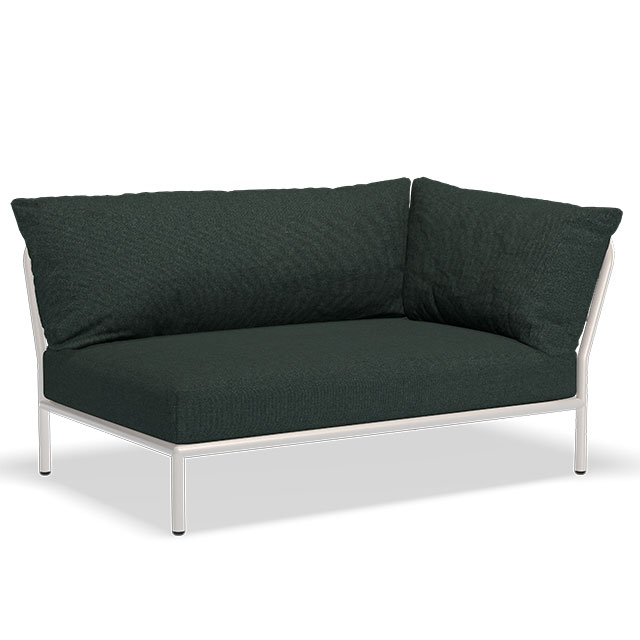 LEVEL 2 Outdoor Lounge Sofa - Rechte Seite in der Farbe Alpine Green - Sunbrella Heritage und der Rahmen in Muted White
