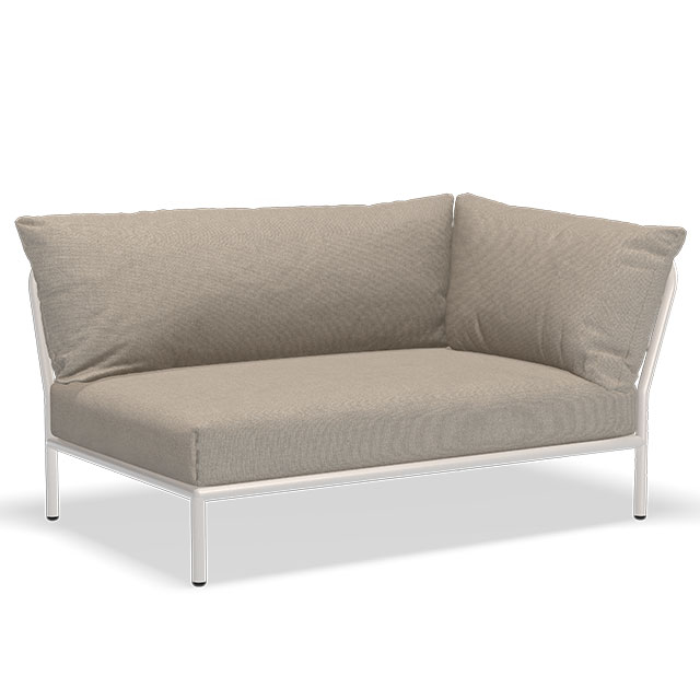 LEVEL 2 Outdoor Lounge Sofa - Rechte Seite in der Farbe Ash - Sunbrella Heritage und der Rahmen in Muted White