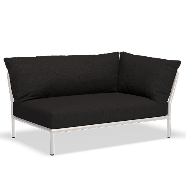 LEVEL 2 Outdoor Lounge Sofa - Rechte Seite in Char - Sunbrella Heritage und der Rahmen in Muted White