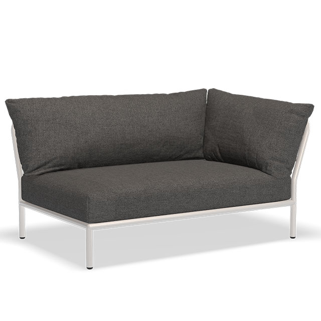 LEVEL 2 Outdoor Lounge Sofa - Rechte Seite in der Farbe Dark Grey - Basic und der Rahmen in Muted White