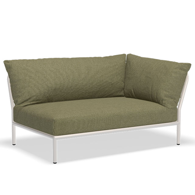 LEVEL 2 Outdoor Lounge Sofa - Rechte Seite in der Farbe Leaf - Sunbrella Heritage und der Rahmen in Muted White